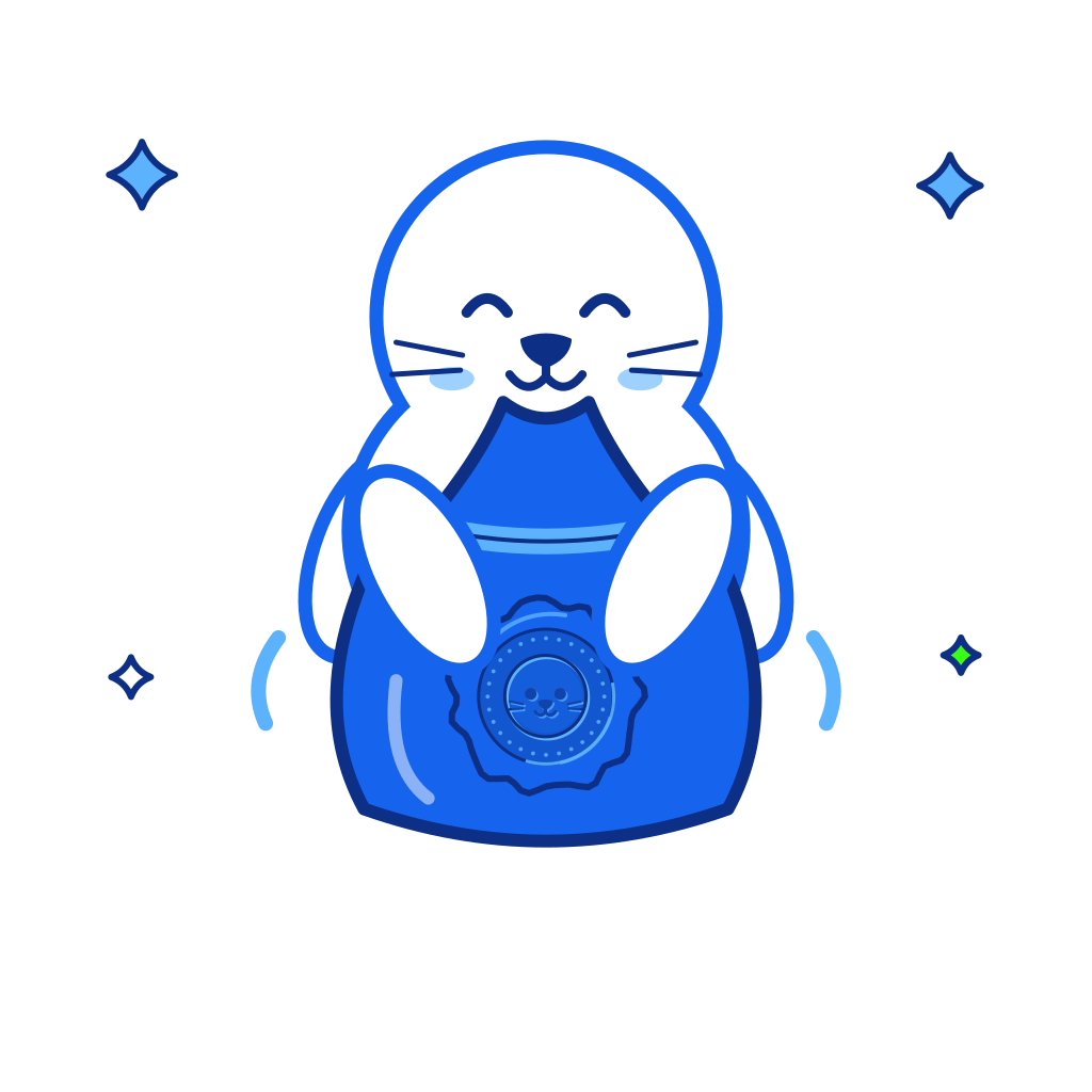 Seal hugging a sealed bag