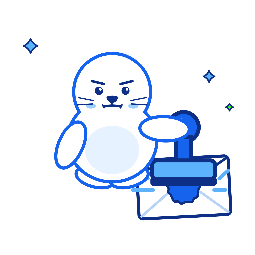 Seal pressing a stamp