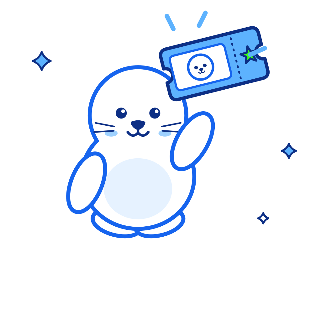 Seal holding a ticket